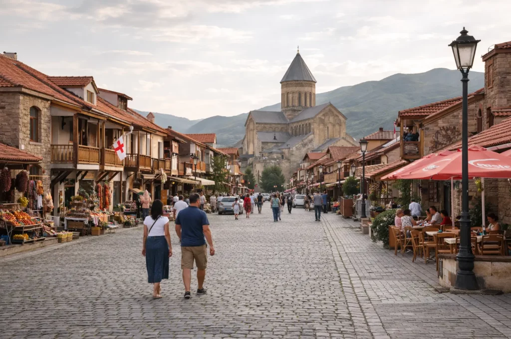 Street in Mtskheta with Cathedral View