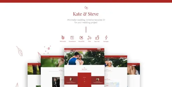 Kate & Steve – Wedding Invitation Elementor Template Kit